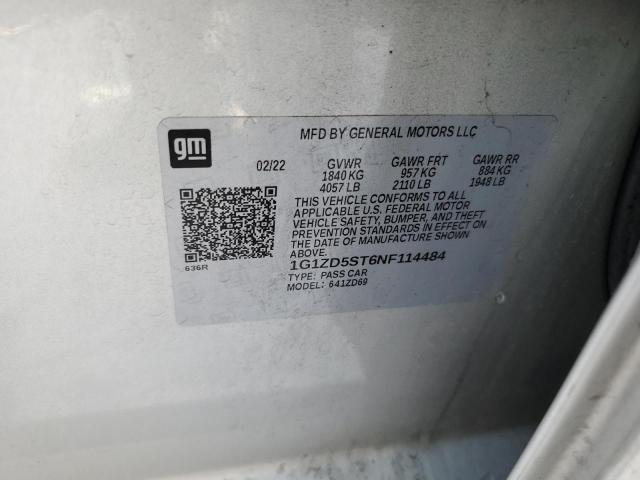 2022 CHEVROLET MALIBU LT - 1G1ZD5ST6NF114484