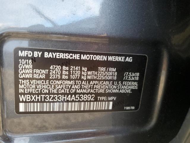 2017 BMW X1 XDRIVE2 - WBXHT3Z33H4A53892