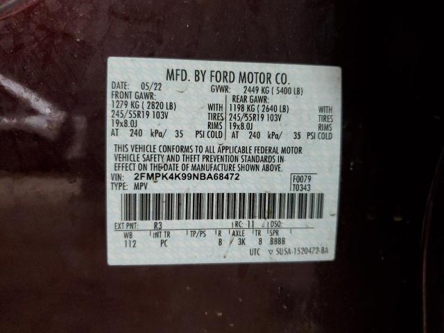 2022 FORD EDGE TITAN - 2FMPK4K99NBA68472