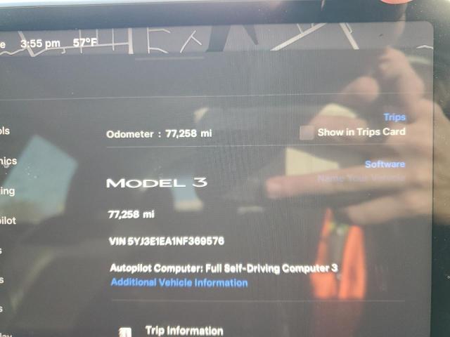 2022 TESLA MODEL 3 - 5YJ3E1EA1NF369576