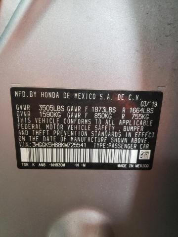 2019 HONDA FIT SPORT 3HGGK5H68KM725541