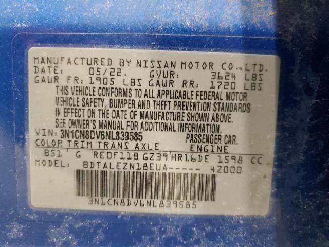 2022 NISSAN VERSA S 3N1CN8DV6NL839585