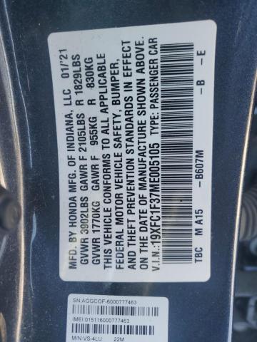 2021 HONDA CIVIC EX - 19XFC1F37ME005105