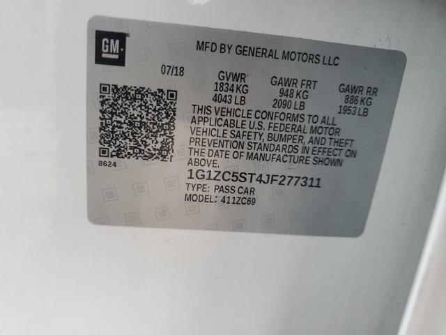 2018 CHEVROLET MALIBU 4D 1G1ZC5ST4JF277311