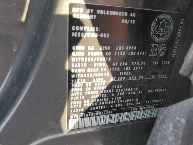 2016 VOLKSWAGEN TIGUAN COM WVGJV7AX8GW027248