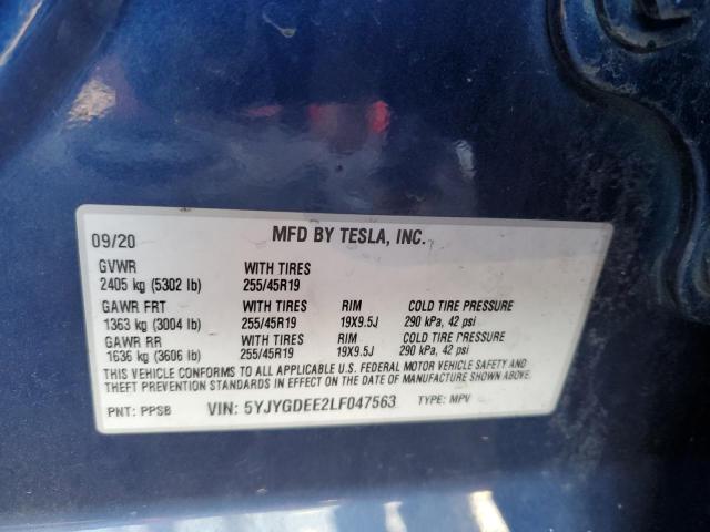 2020 TESLA MODEL Y - 5YJYGDEE2LF047563