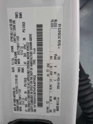 2017 FORD F150 SUPER 1FTEW1C87HFA47952