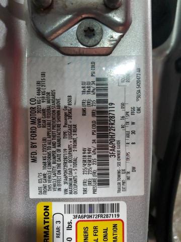 2015 FORD FUSION SE - 3FA6P0H72FR287119