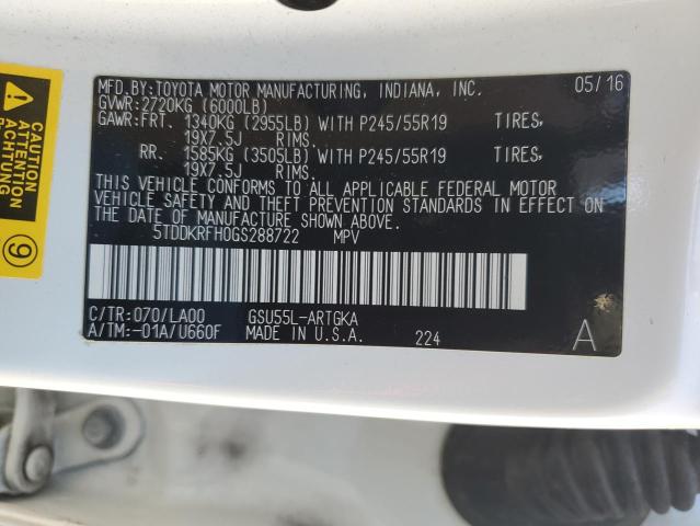 2016 TOYOTA HIGHLANDER - 5TDDKRFH0GS288722