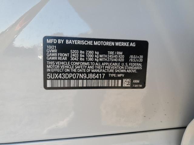 2022 BMW X3 SDRIVE3 5UX43DP07N9J86417