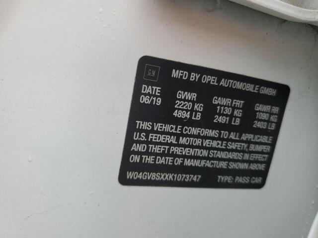 2019 BUICK REGAL TOUR W04GV8SXXK1073747