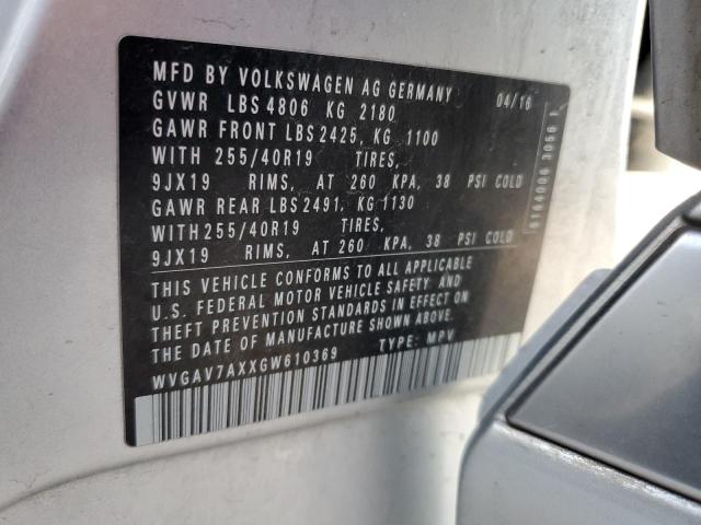 2016 VOLKSWAGEN TIGUAN S WVGAV7AXXGW610369