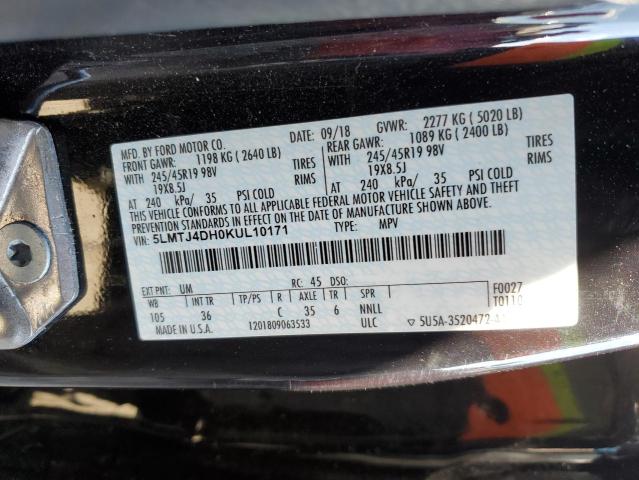2019 LINCOLN MKC BLACK 5LMTJ4DH0KUL10171