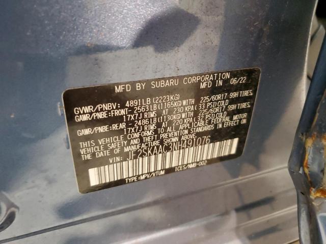2022 SUBARU FORESTER JF2SKAAC3NH491076