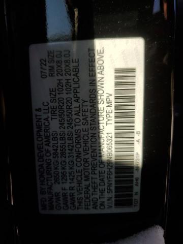 2022 HONDA PILOT SE 5FNYF6H29NB065321