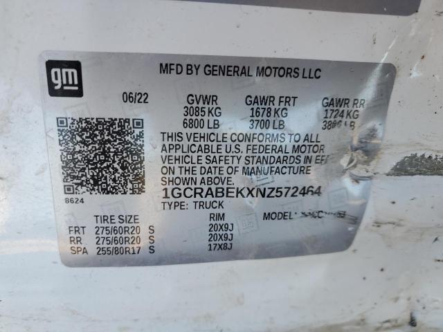 2022 CHEVROLET SILVERADO - 1GCRABEKXNZ572464