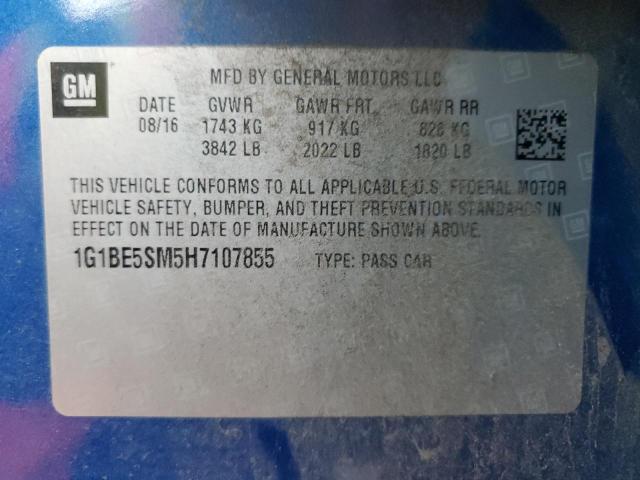 2017 CHEVROLET CRUZE LT - 1G1BE5SM5H7107855