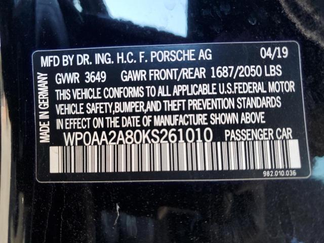 2019 PORSCHE CAYMAN BAS WP0AA2A80KS261010