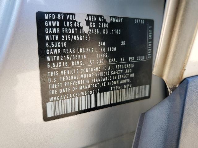 2017 VOLKSWAGEN TIGUAN S - WVGAV7AX8HW509218