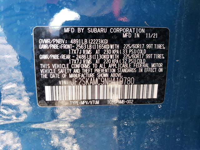 2022 SUBARU FORESTER W - JF2SKAMC9NH419780
