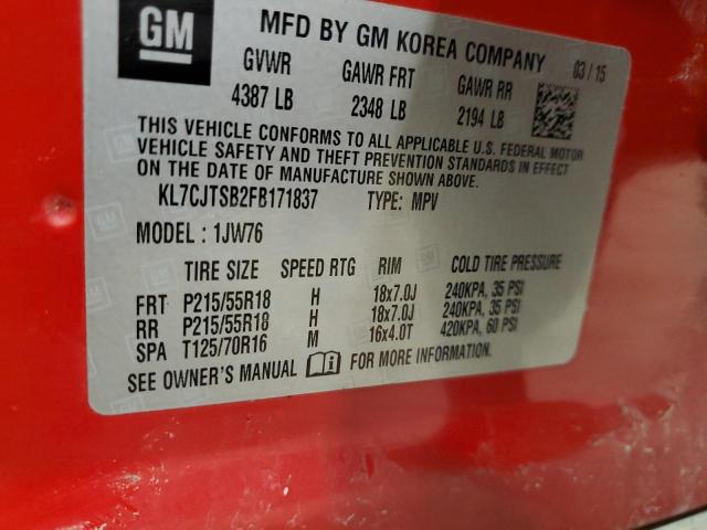 2015 CHEVROLET TRAX LTZ KL7CJTSB2FB171837
