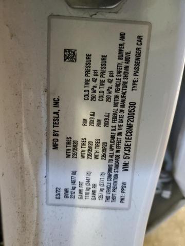 2022 TESLA MODEL 3 5YJ3E1EC8NF200530