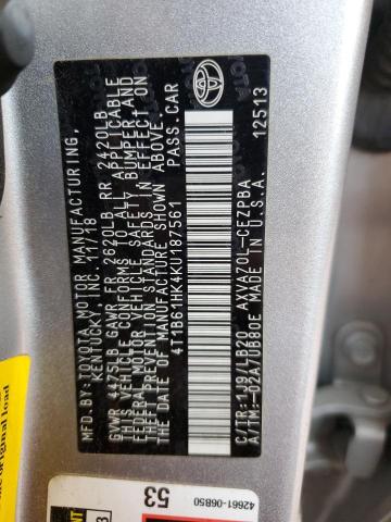 2019 TOYOTA CAMRY XSE 4T1B61HK4KU187561