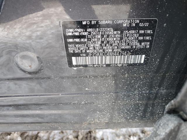 2022 SUBARU FORESTER JF2SKACC4NH447942