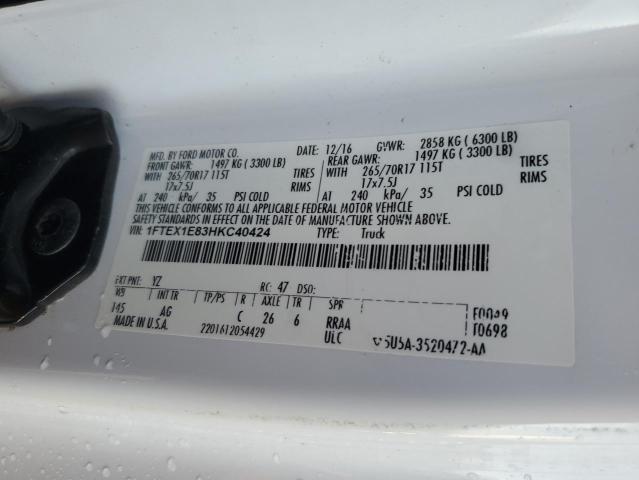2017 FORD F150 SUPER - 1FTEX1E83HKC40424