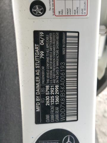 2019 MERCEDES-BENZ AMG GT 63 WDD7X8JB5KA006193