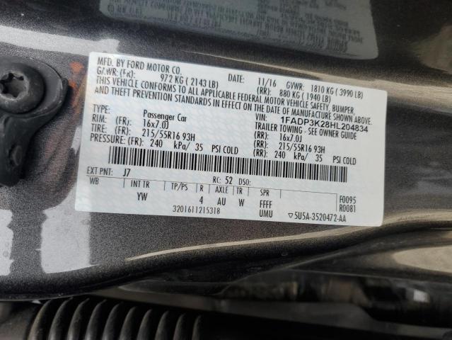 2017 FORD FOCUS SE - 1FADP3K28HL204834