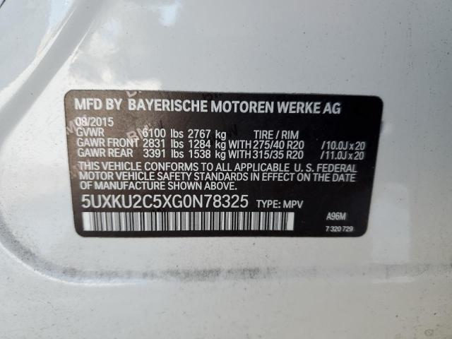 2016 BMW X6 XDRIVE3 - 5UXKU2C5XG0N78325