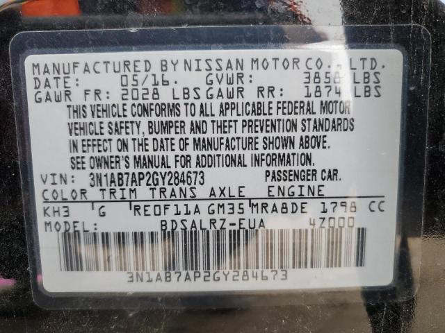 2016 NISSAN SENTRA S - 3N1AB7AP2GY284673