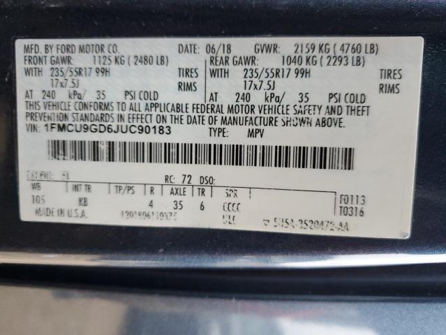 2018 FORD ESCAPE SE - 1FMCU9GD6JUC90183
