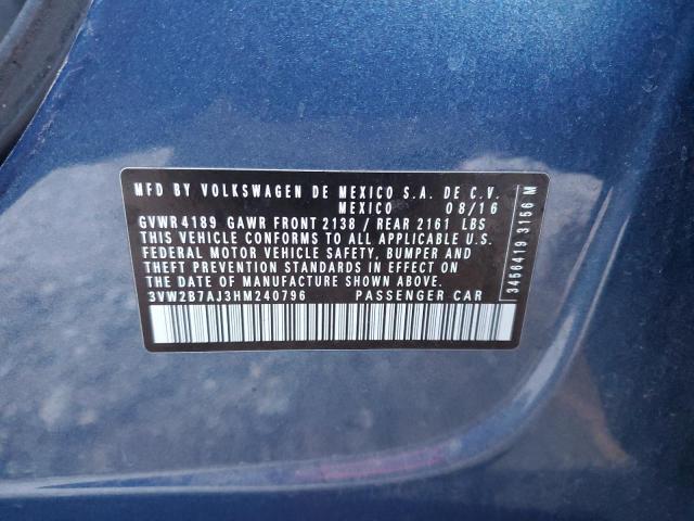 2017 VOLKSWAGEN JETTA S - 3VW2B7AJ3HM240796