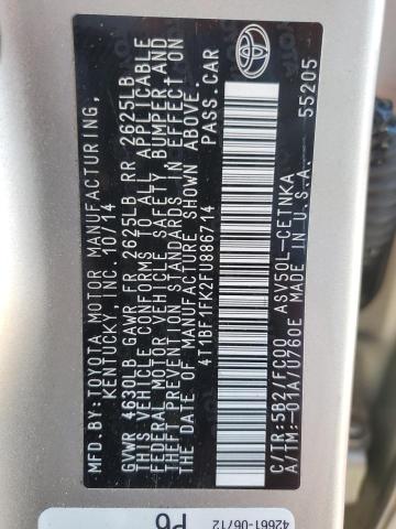 2015 TOYOTA CAMRY LE 4T1BF1FK2FU886714