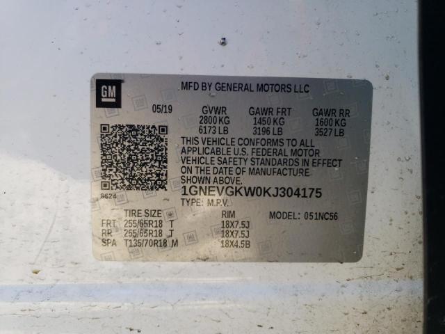 2019 CHEVROLET TRAVERSE L - 1GNEVGKW0KJ304175
