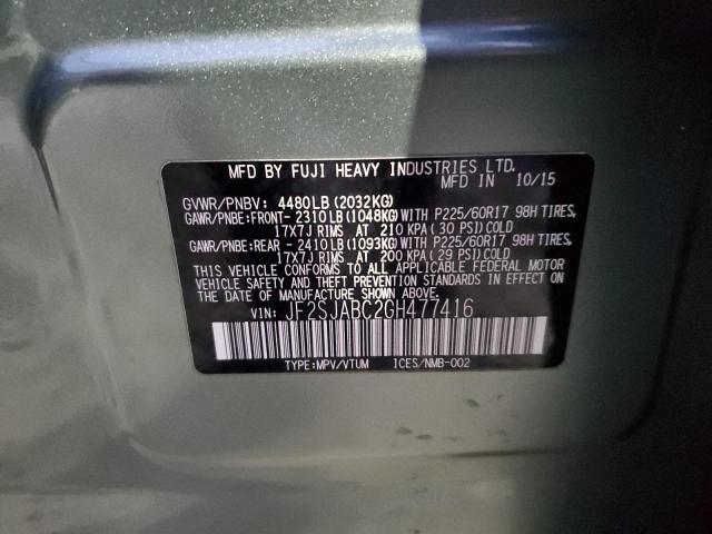 2016 SUBARU FORESTER 2 - JF2SJABC2GH477416