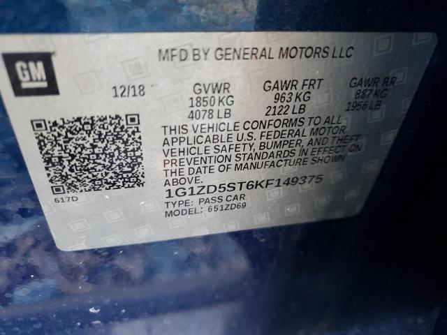 2019 CHEVROLET 150 EXP/CH 1G1ZD5ST6KF149375