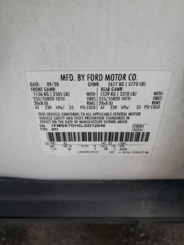 2020 FORD EXPLORER X - 1FMSK7DH6LGD12648