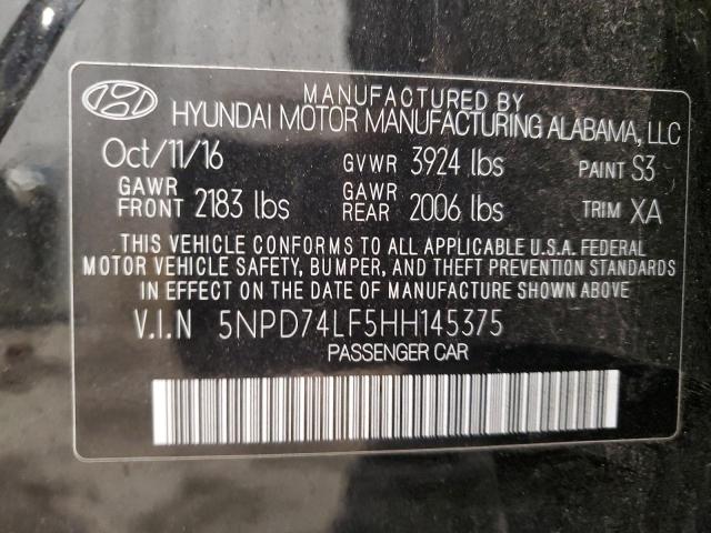 2017 HYUNDAI ELANTRA SE 5NPD74LF5HH145375