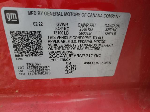 2022 CHEVROLET SILVERADO - 2GC4YUEY9N1211791