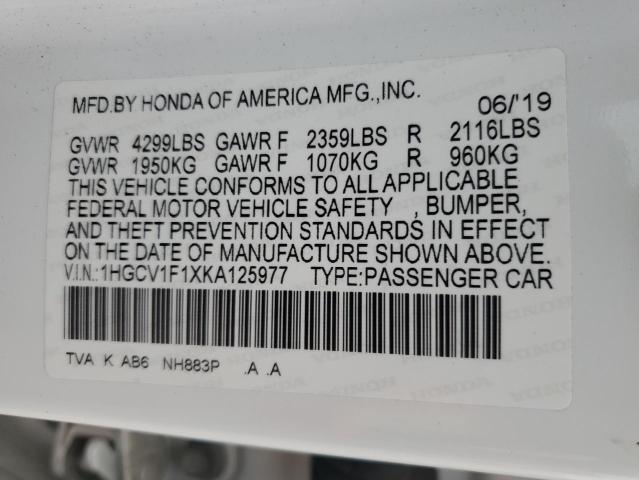 2019 HONDA ACCORD LX 1HGCV1F1XKA125977