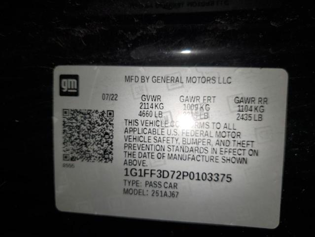 2023 CHEVROLET CAMARO LT1 1G1FF3D72P0103375
