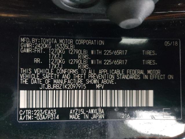 2019 LEXUS NX 300H JTJBJRBZ1K2097915