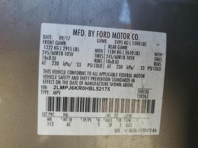 2017 LINCOLN MKX SELECT 2LMPJ6KR0HBL52175