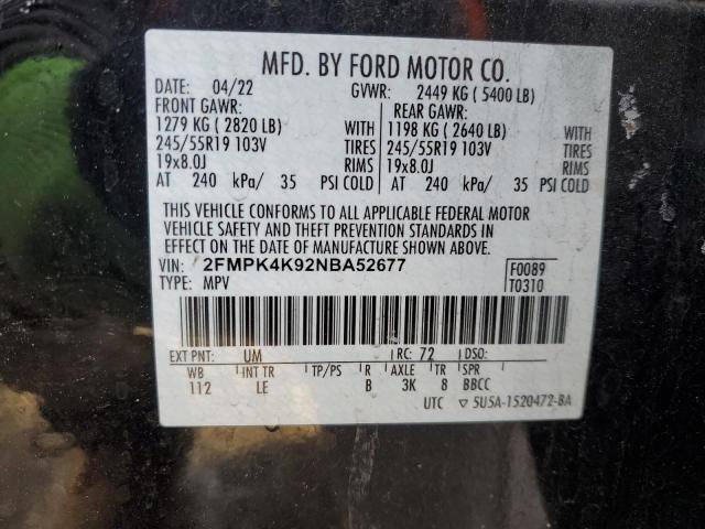2022 FORD EDGE TITAN - 2FMPK4K92NBA52677