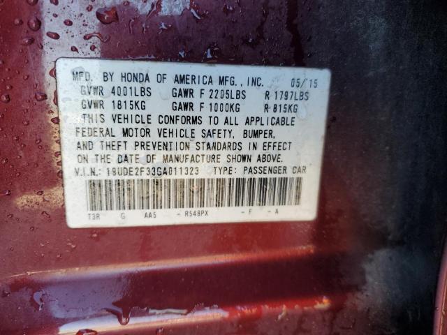 2016 ACURA ILX BASE W - 19UDE2F33GA011323