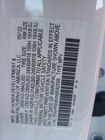 2022 HONDA PILOT TRAI - 5FNYF6H8XNB082598