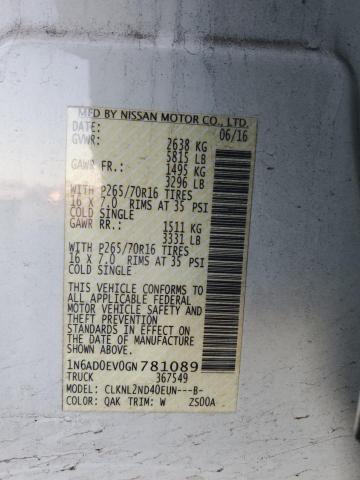 2016 NISSAN FRONTIER S - 1N6AD0EV0GN781089